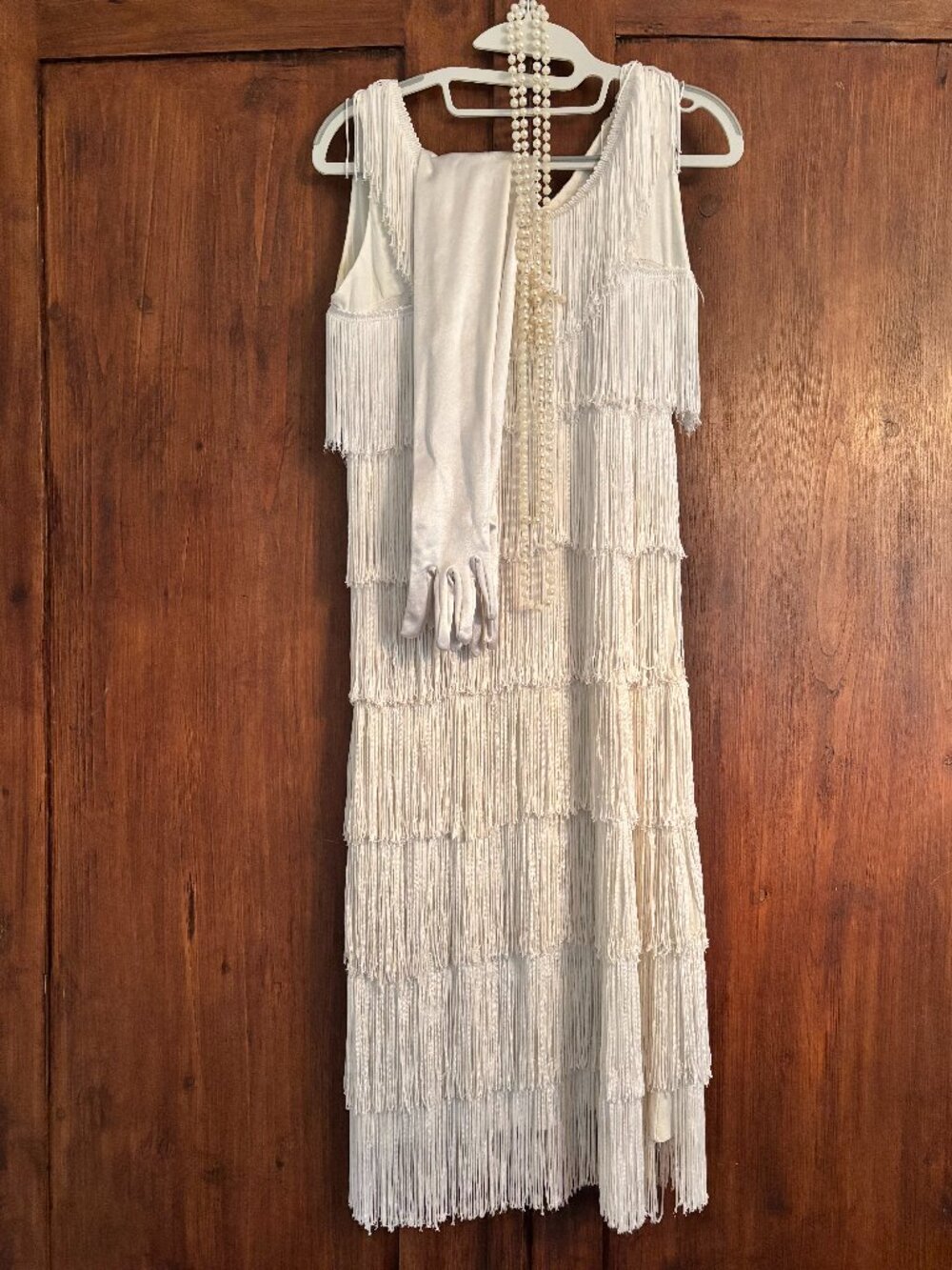 Flapper Costume White Long Fringe Custom Made Exquisite Details Size Sm/M